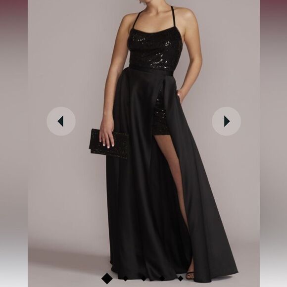 JULES AND CLEO sequin mini dress w/removable skirt Size‎ 20 Black Nwt in pkg - Picture 1 of 11